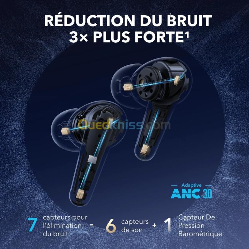 Ecouteurs Anker Liberty 4 Pro, Airpods sans fil 7 capteurs ANC , Fast charge, Hi-Fi , 6 micros IA 6