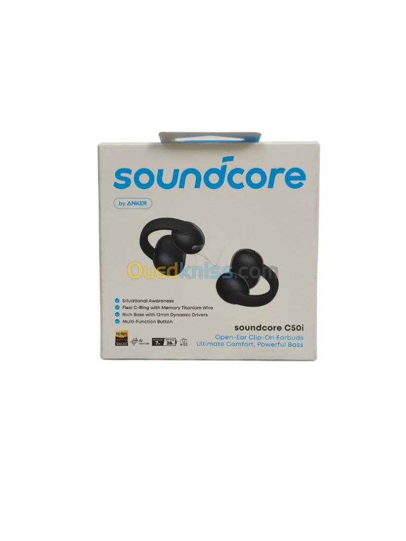 Ecouteurs Soundcore Anker C50i , Oreilles Libres, Clips, Confort Ultime, FlexiClip, transducteurs 12 mm, Basses puissantes, appels IA Nets, 28h , Hi-Res, IP55, Bluetooth 6.0 7