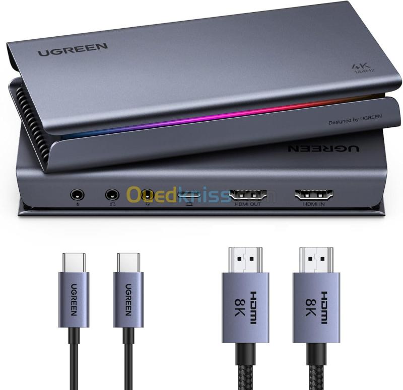 UGREEN 4K 144Hz Carte Acquisition Vidéo HDMI 2.1 USB 3.2 Gen 2 Enregis 4K 144Hz en Streaming  Sortie
