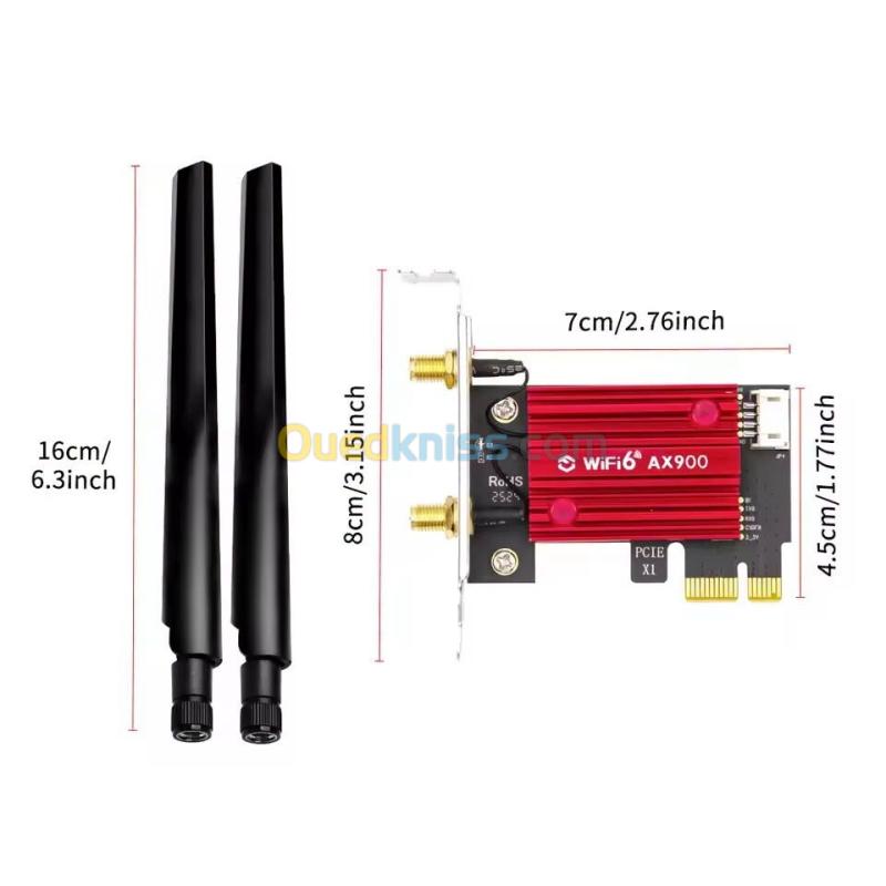 Carte WiFi 6 AX900 PCI-E BT 5.4 900Mbps 802.11AX double bande 2.4G/5GHz, carte réseau sans fil à profil de 8cm pour PC Windows 10/11 3
