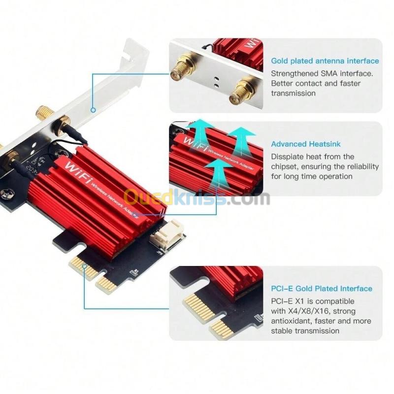 carte réseau AXE5400 PCIe WiFi 6E + Bluetooth 5.3 3
