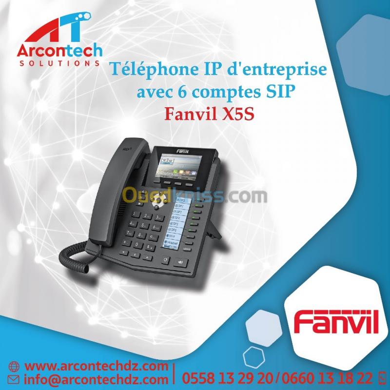 Téléphone IP d'entreprise avec 6 comptes SIP Fanvil X5S