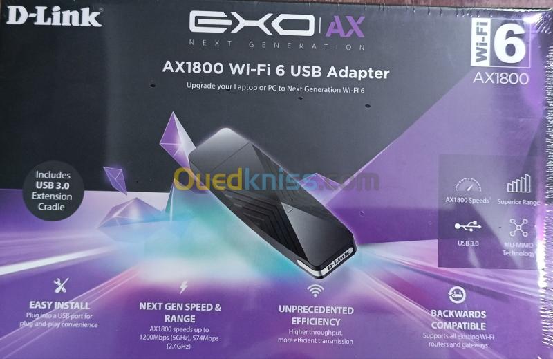 D-Link Adaptateur USB Wi-Fi 6 AX1800 - DWA-X1850
