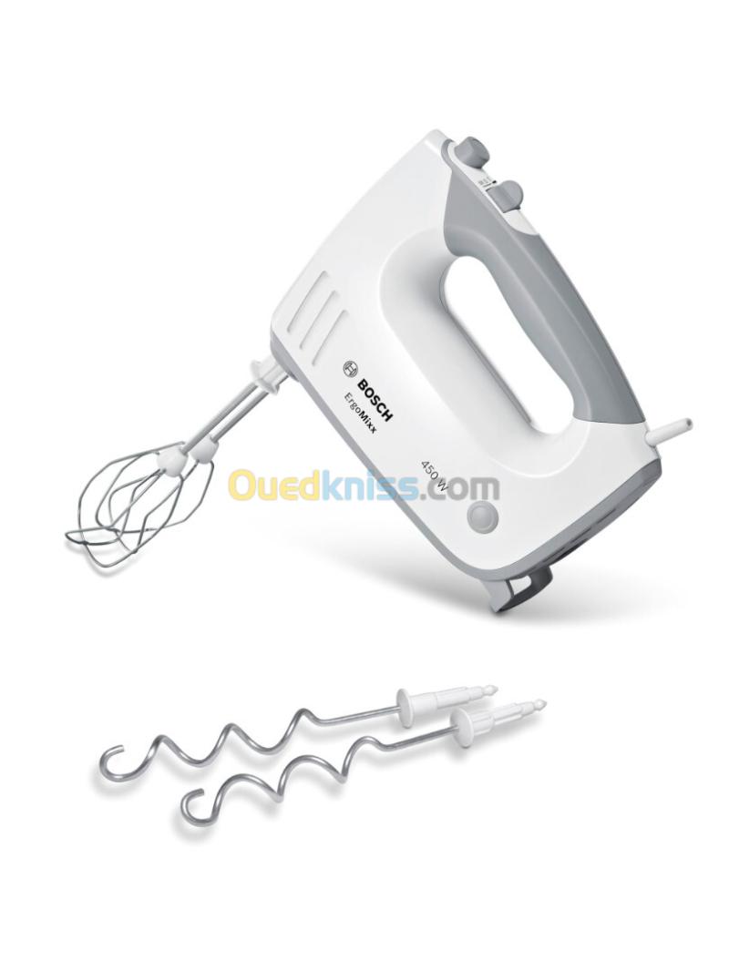 Batteur Bosch MFQ36400 - Batteur à main - 450 Watt - blanc/gris -5 vitesses + turbo 4