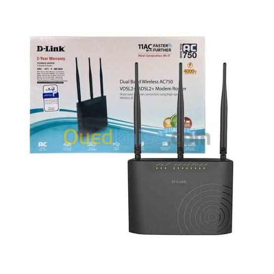  D-Link Modem Routeur Wi-Fi Dual Band Vdsl2+/Adsl2 Ac750 Dsl-2877Al Noir