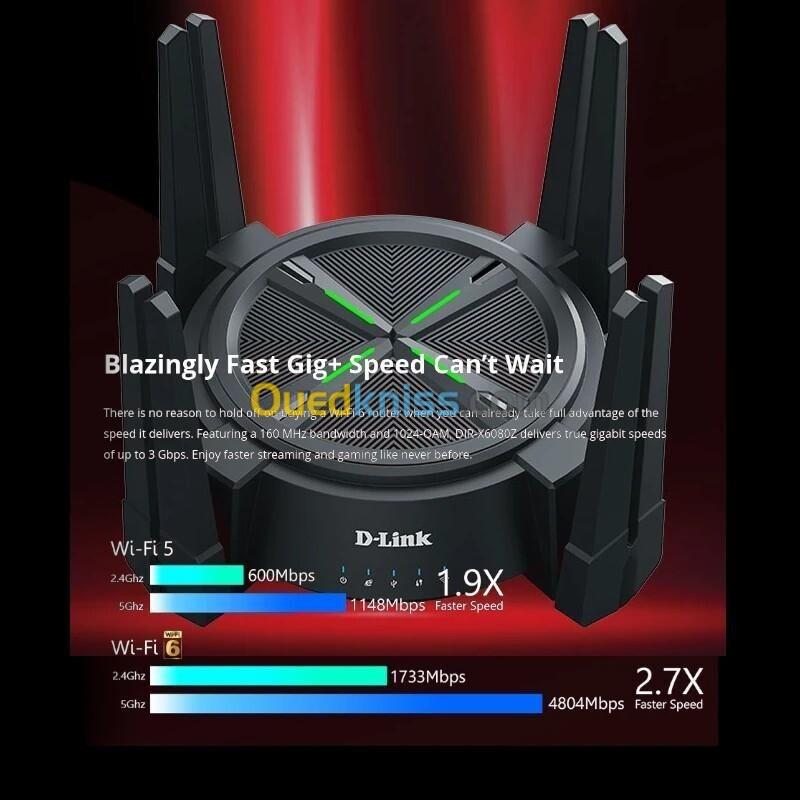 D-LINK ROUTEUR DIR-X6080Z - AX6000 MESH WIFI-6 - 6000 Mbps - 2.5 GIGABIT - OFDMA - MU-MIMO - BLACK 4