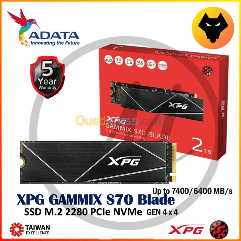  1TB XPG S70 Blade 7400Mb/s + Heatsink  PS5 - PC 
