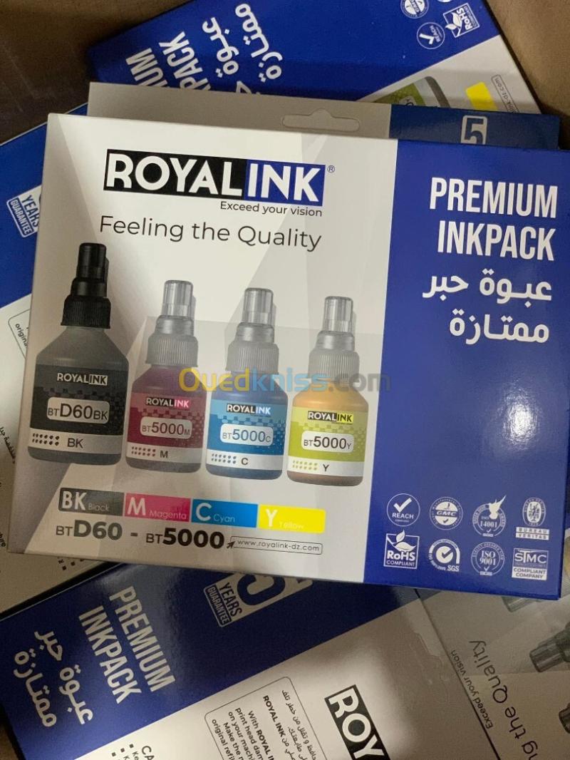 Jeux de 4 bouteilles d'encre Brother BTD60/BT5000 Royalink