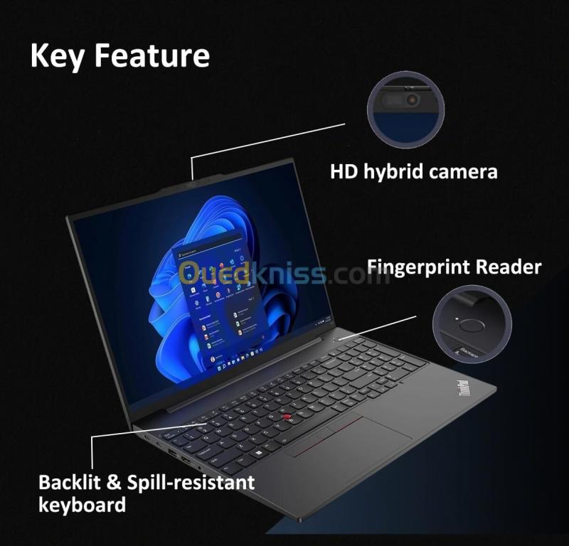 LAPTOP LENOVO THINKPAD E16 GEN2 INTEL CORE ULTRA 7 155U/RAM 16GB/SSD 512GB/ ECRAN 16 FHD+ WIN 11 PRO 7