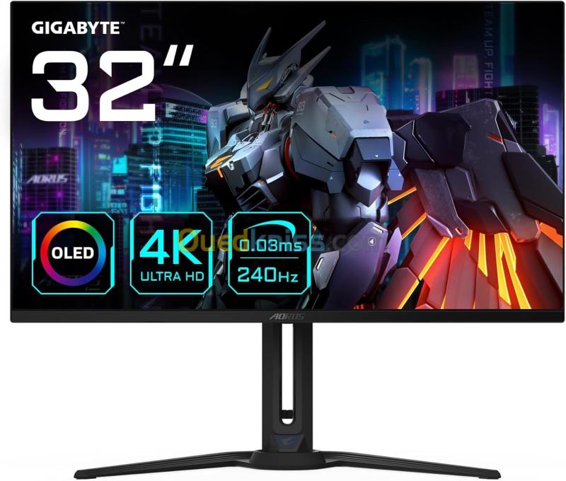 ECRAN AORUS FO32U2 32 QD-OLED 4K QHD 240HZ 0.03MS KVM 1000CD/M FREESYNC/PREMIUM PRO/DISPLAY HDR 400