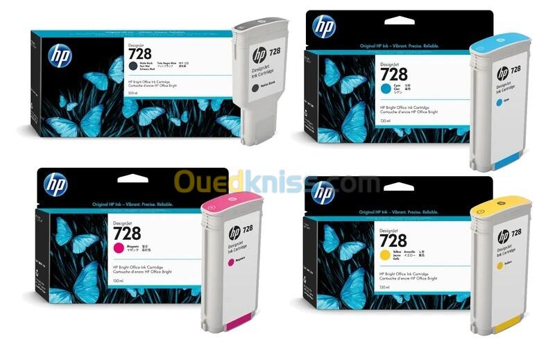 PACK DE CARTOUCHE HP 728 BK / C / MG / Y FOR TRACEUR T730 / T830 ORIGINAL