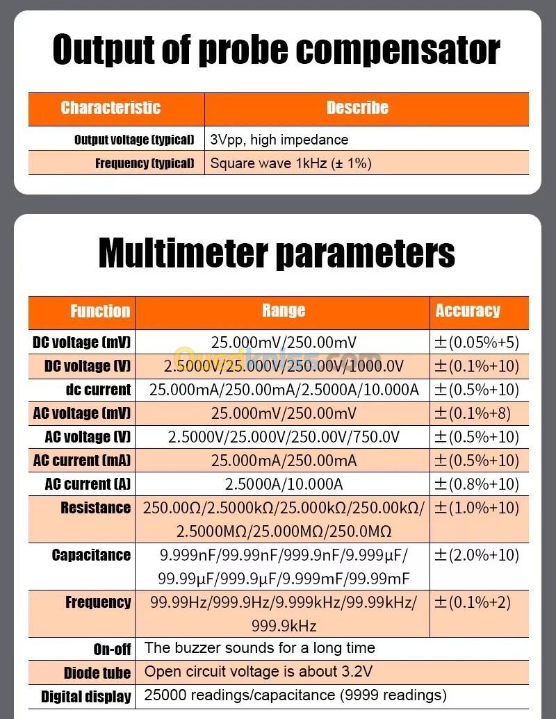 VICTOR  multimètre d'oscilloscope numérique 3 en 1, générateur DDS, Oscilloscope portatif à bande passante 6000Cts 50MHz, taux d'échantillonnage 6