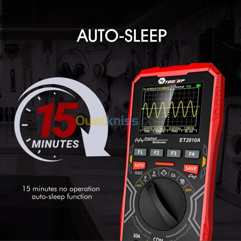 TOOLTOP ET2010A-Multimètre d'oscilloscope numérique portable, outil de test électrique multifonctionnel, 2 en 1, 2.5Msps, 1MHz 5