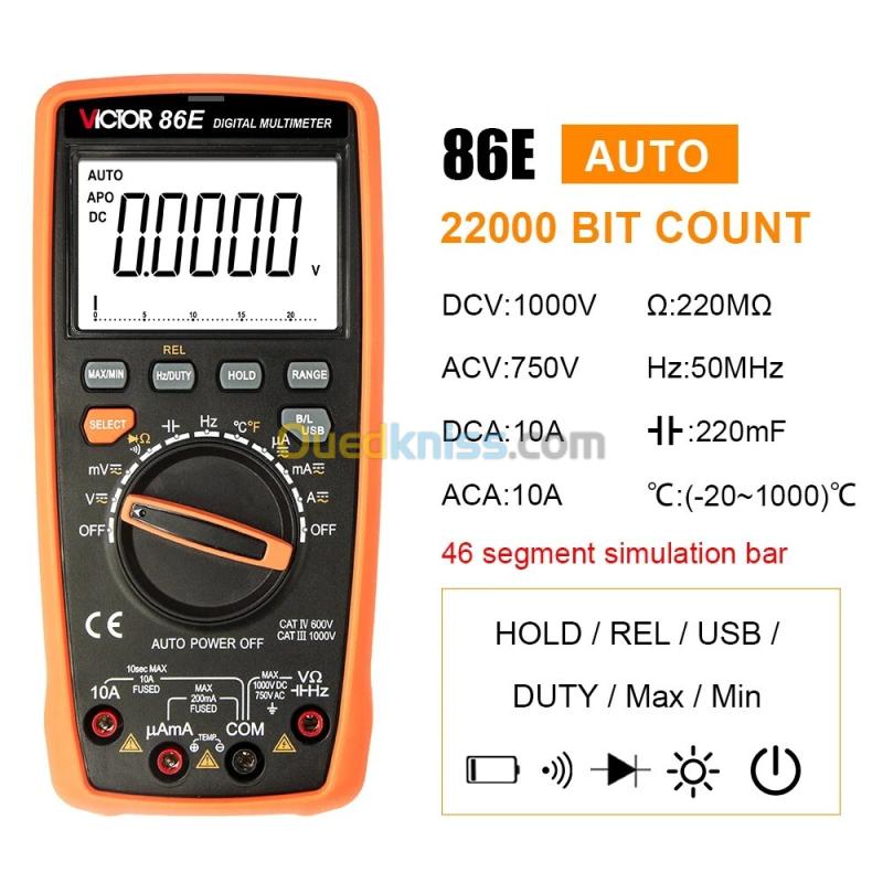 VICTOR 86E multimètre numérique à plage automatique 22000 points 4 1/2 multimètre numérique avec multimètre USB numérique professionnel 2