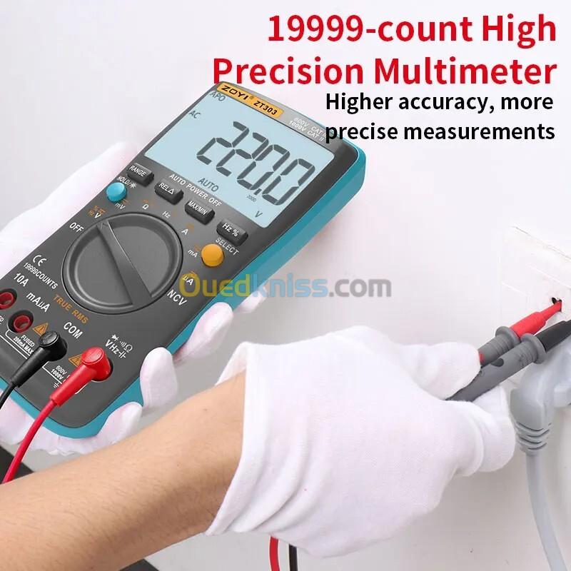 Multimètre numérique ZOYI ZT-303, véritable valeur efficace, 19999 points, plage automatique, voltmètre, ampèremètre, testeur pour l'électronique 8