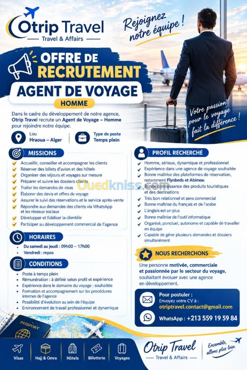 Offre d'emploi Agent de voyage