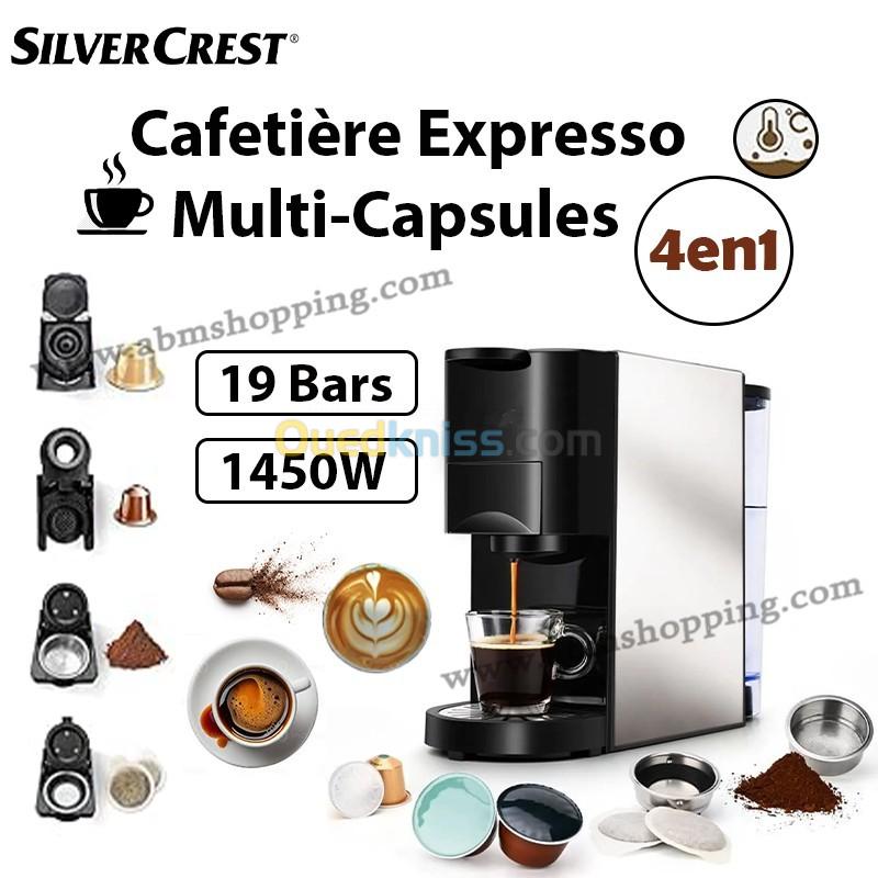  Cafetière Expresso Multi-Capsules 4En1 1450W 19 Bar | SILVERCREST