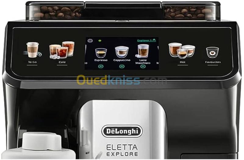 Machine a cafe automatique a broyeur integre haute gamme  De'Longhi eletta explore ECAM452.57.G -19 bar - 18.l -300g - Écran tactile couleur TFT 3,5"- connecte  - 3