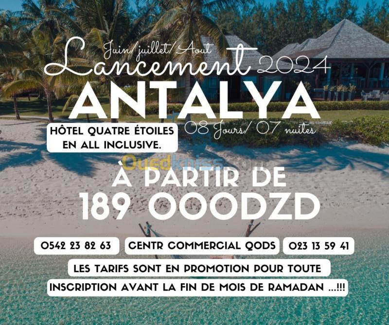   Antalya, le joyau de la Méditerranée, pour seulement 189 000 DA 
