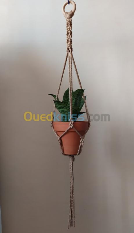  Suspension -plant hanger- en macramé (corde de jute de 4 mm)