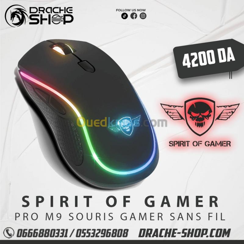 Spirit of gamer Souris Gaming Sans Fil PRO-M9 rechargable et RGB