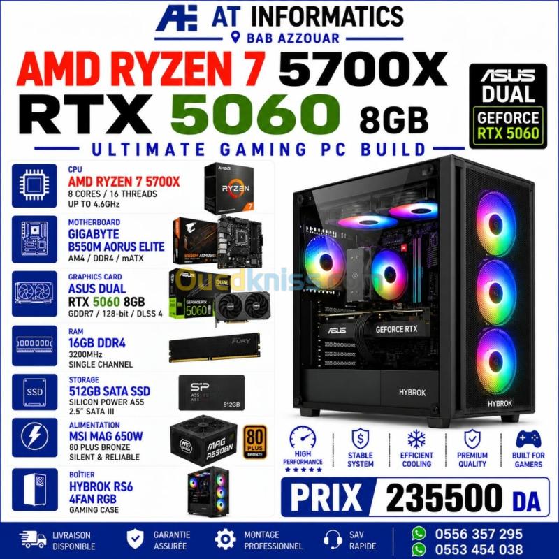 CONFIG PC GAMING AMD RYZEN 7 5700X AVEC RTX 5060 8GB ASUS DUAL NEW BOX