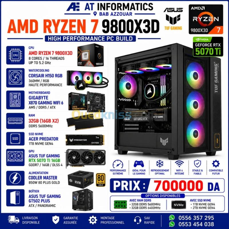 CONFIG PC GAMING AMD RYZEN 7 9800X3D AVEC RTX 5080 16GB ASUS TUF GAMING