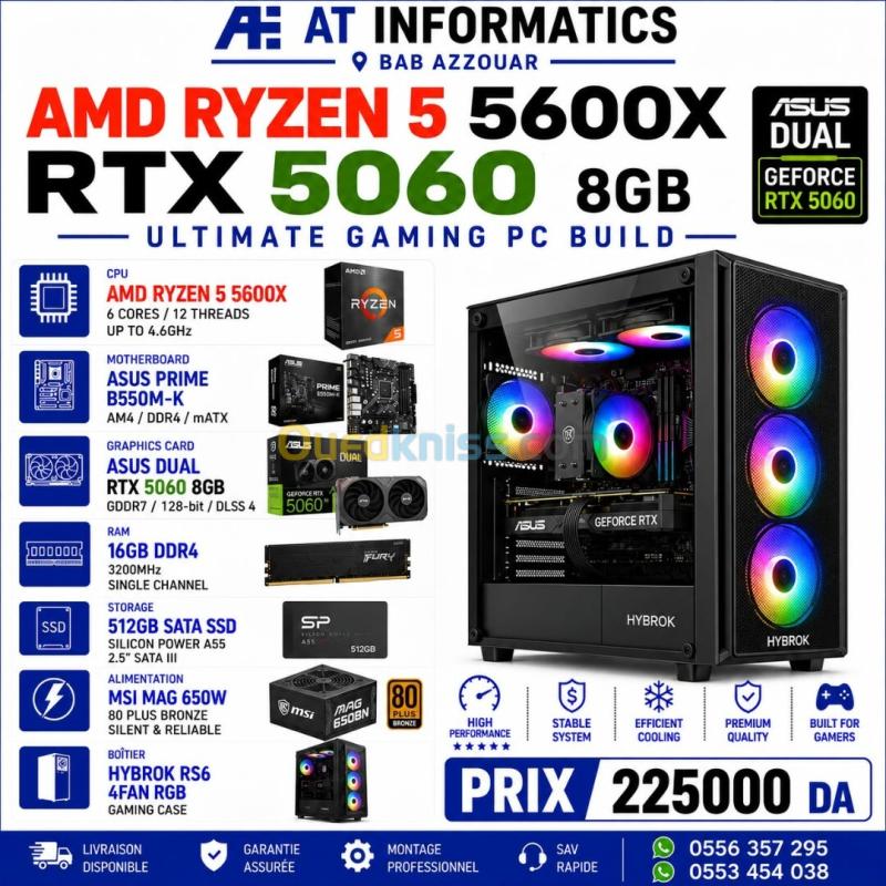 CONFIG PC GAMING AMD RYZEN 5 5600X AVEC RTX 5060 8GB ASUS DUAL