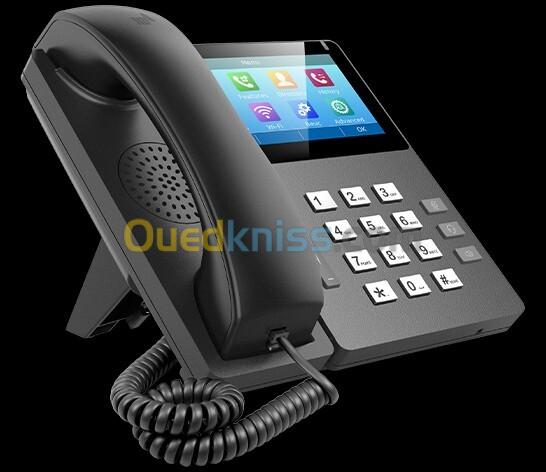 TELEPHONE IP PHONE FIP15G Plus haut de gamme écran couleur Tactile 4.3", WiFi - 10 Lignes SIP - PoE 3