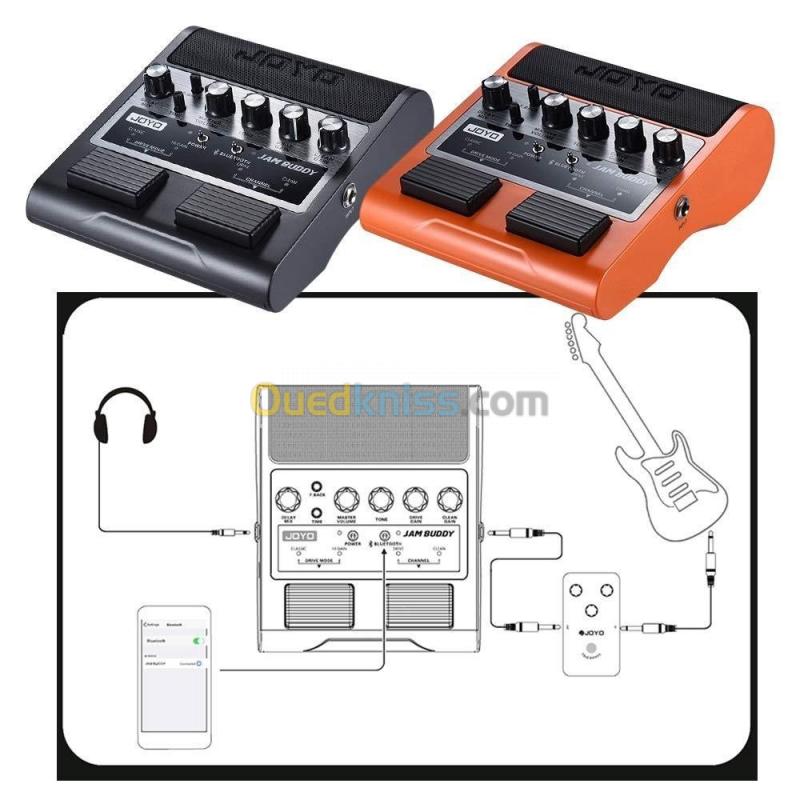  JOYO JAM BUDDY Amplificateur de pratique de guitare portable et pédale tout-en-un avec Bluetooth, effet et pédale, Orange