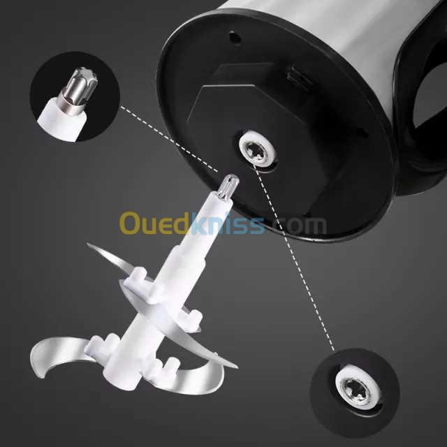 Hachoir En Inox 4 Lames Antidérapante Avec 3 Vitesses 2L- Gris 4