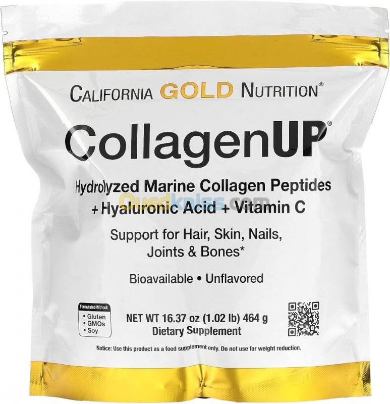  Peptides de collagène marin hydrolysé 464g à l'acide hyaluronique et à la vitamine C