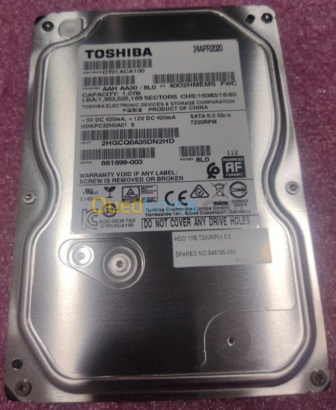  HDD "NEW" TOSHIBA DT01ACA100 - HP 661699-003