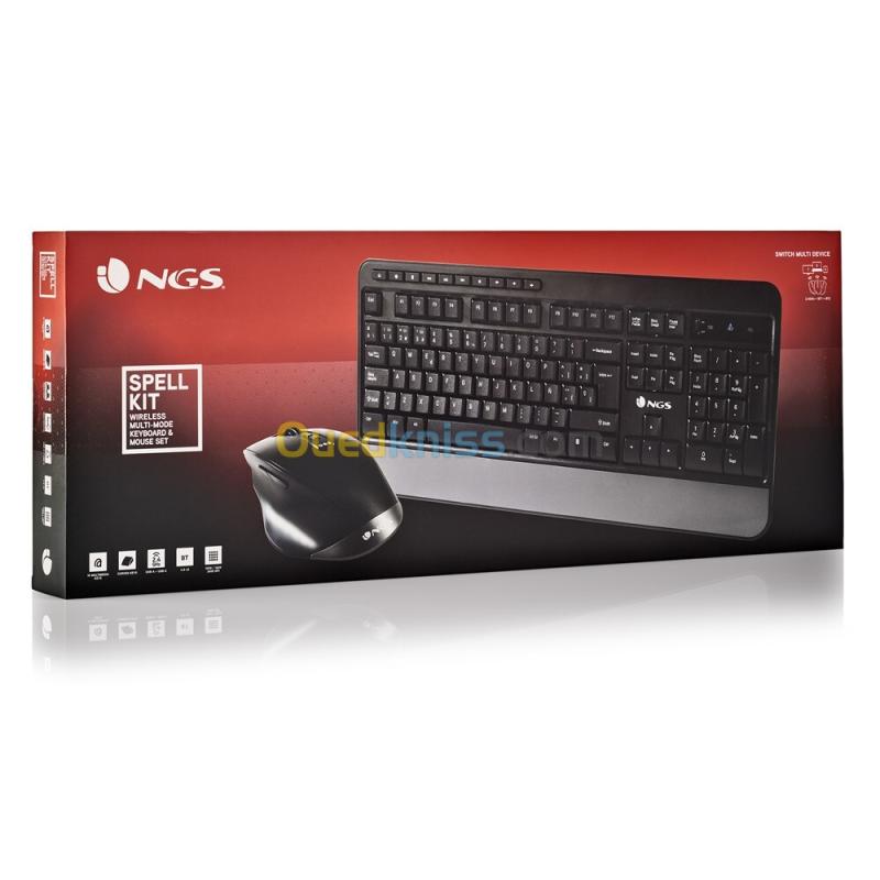 Kit Clavier et Souris sans Fil Bluetooth 4.0 ou USB, Multi Appareils, AZERTY Français NGS