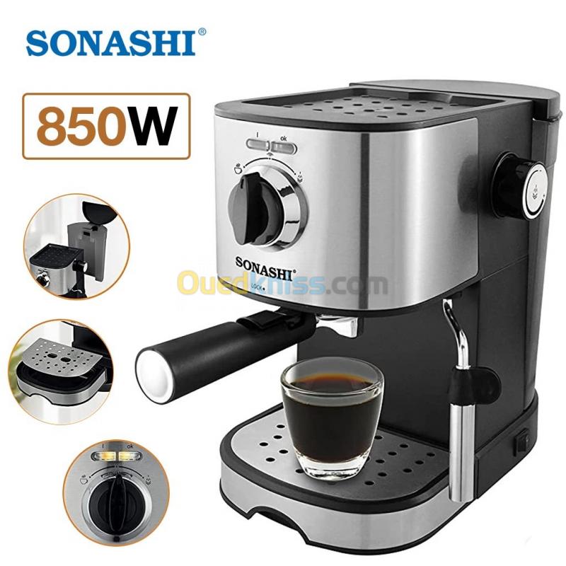  SONASHI Cafetière Expresso 15Bars Capacité 1.L /850W SCM-4963