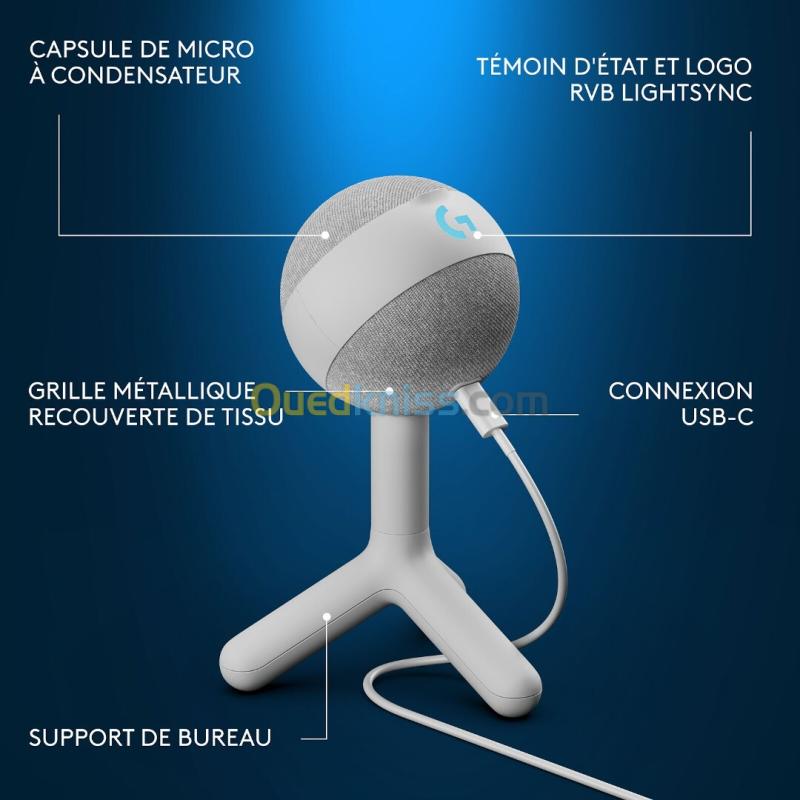 MICROPHONE USB LOGITECH G YETI ORB RGB PC/MAC 4