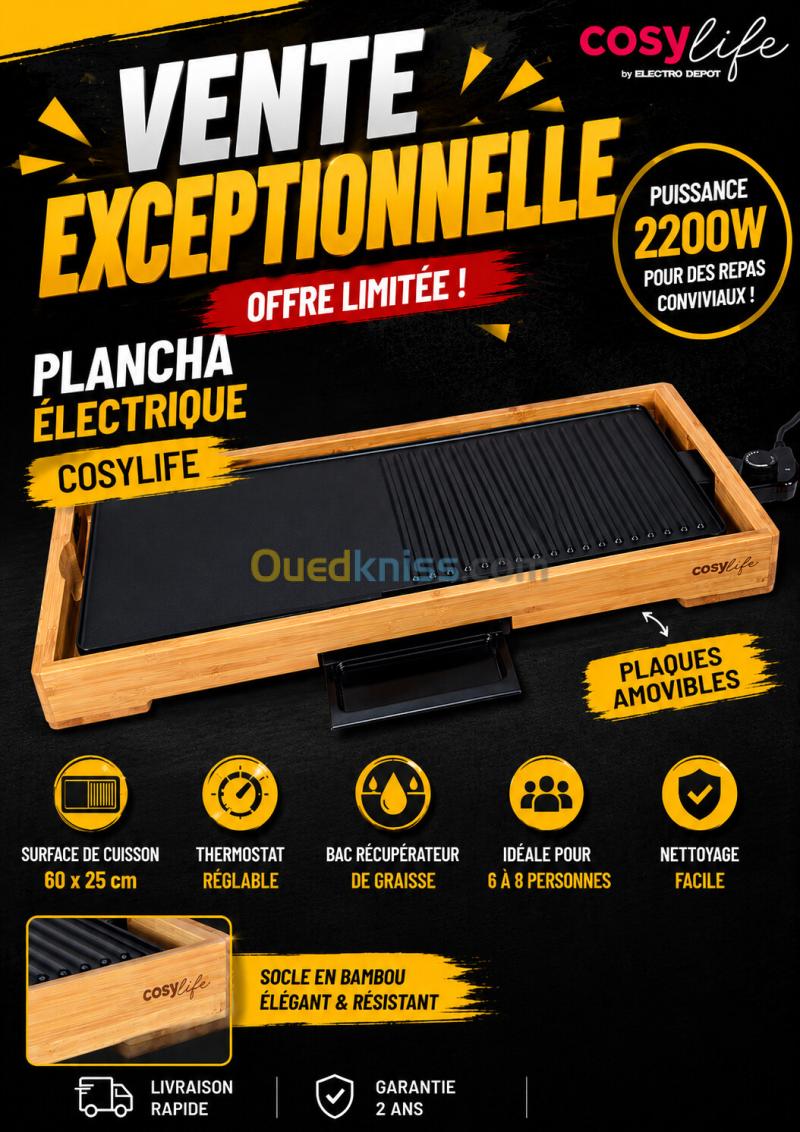 Plancha électrique en Bambou