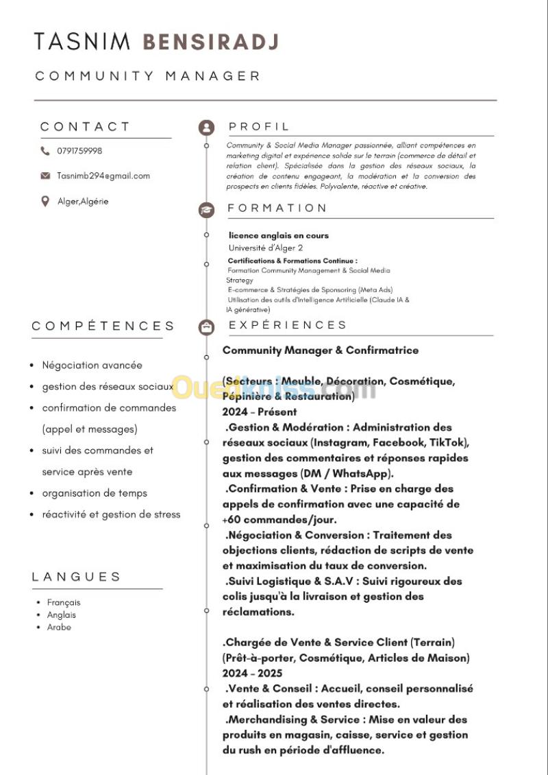 community manager/confirmatrice