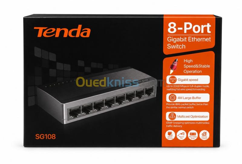 SWITCH RESEAU PE 8 PORT GIGABIT TENDA SG108 4