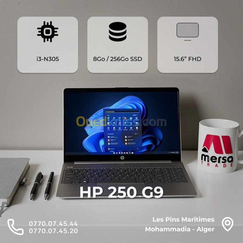 Laptop HP 250 G9 / i3 - N305 / RAM 8GB / SSD 256GB / Ecran 15.6" / jamais utilisé