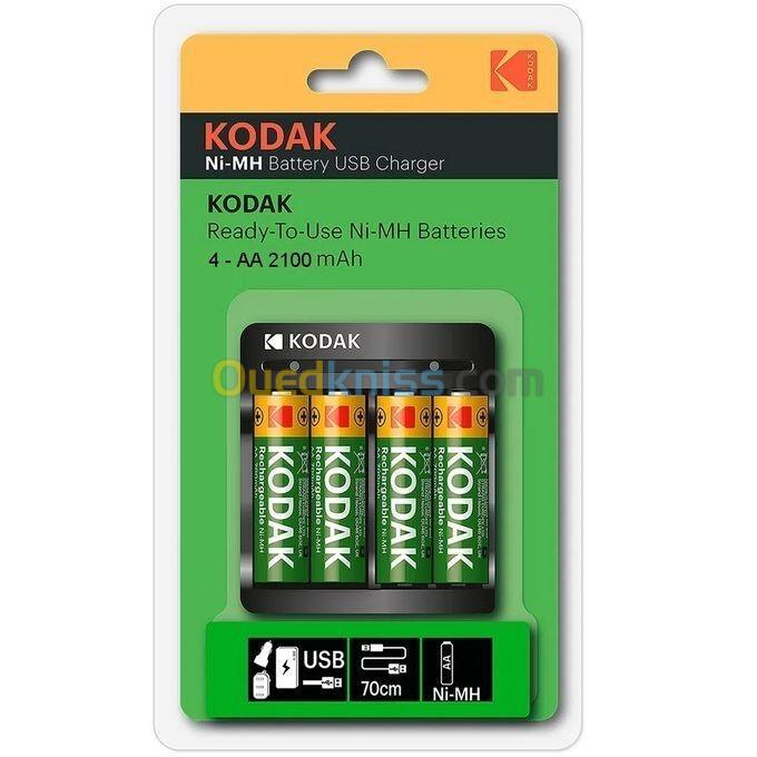 Kodak Chargeur Usb + 4 Batteries AA 2100 mAh  Pile 4xAAA ou 4x AA Rechargeable Ni-mh